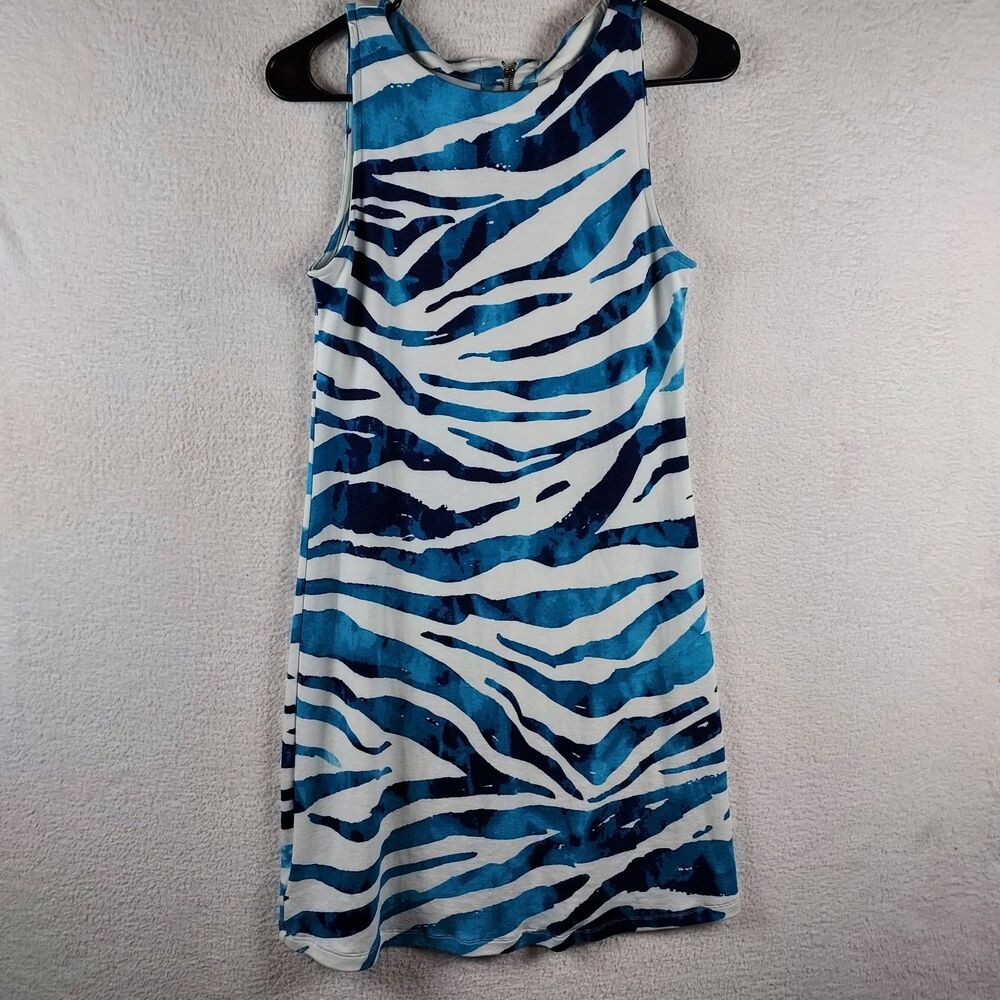 Tommy Bahama Women's Golden Honey Darcy Dress Size X-Small Blue Zebra Print